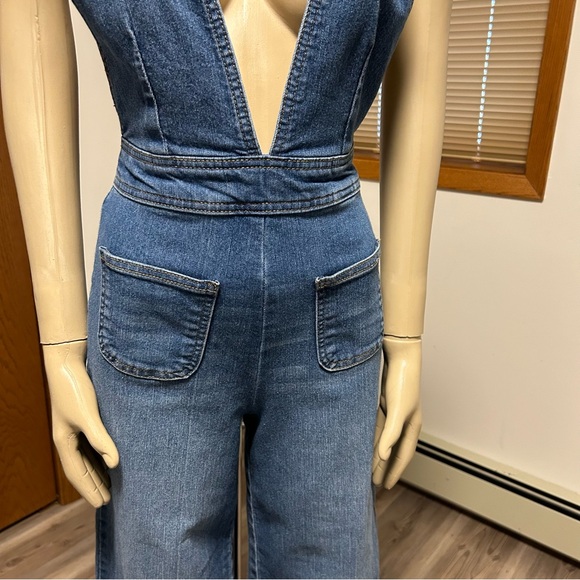 Dollhousee Denim Wide Leg Bibs Overalls Jumpsuit - Picture 3 of 9
